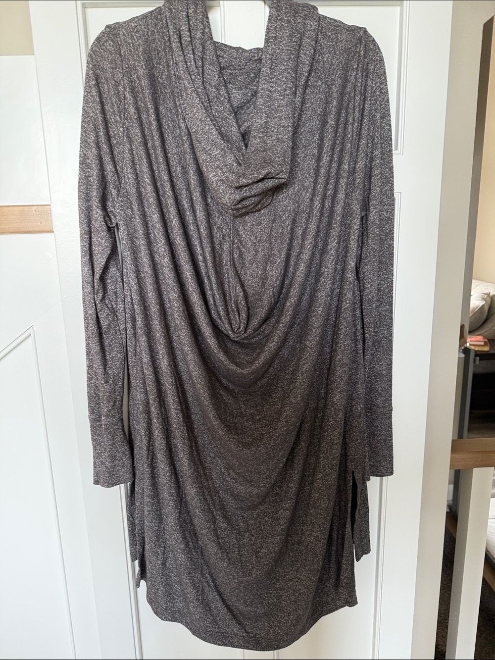 Athleta Marled Gray Hooded Open Cardigan - Picture 3 of 3